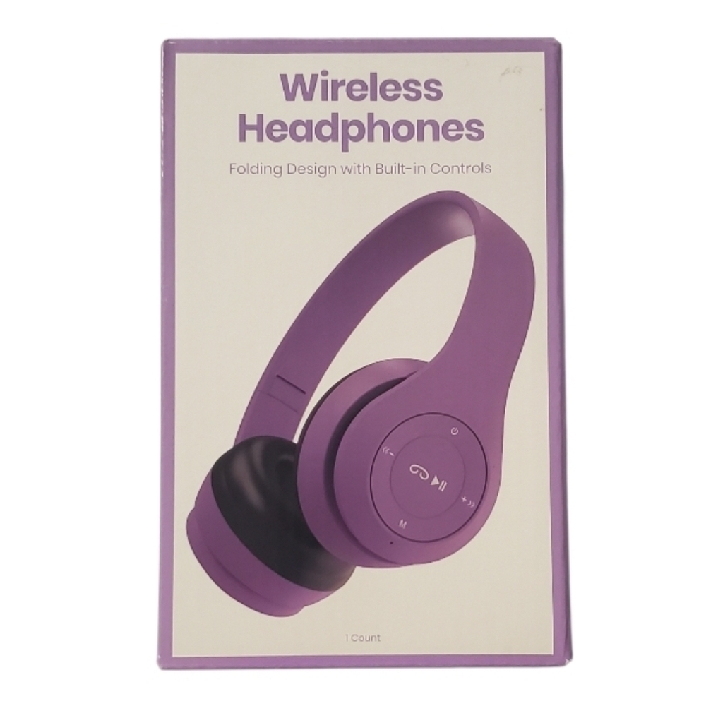 Wireless Folding Headphones With Built-in Controls School Work Kids